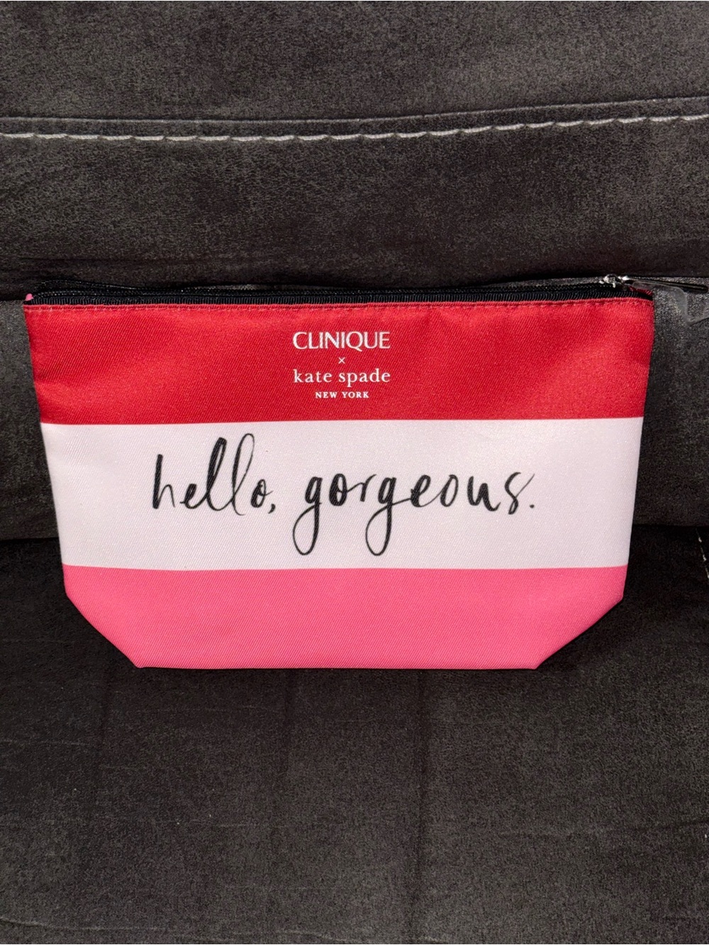 kate spade Cosmetic Pouch in Red, White & Pink - 'hello, gorgeous.'
